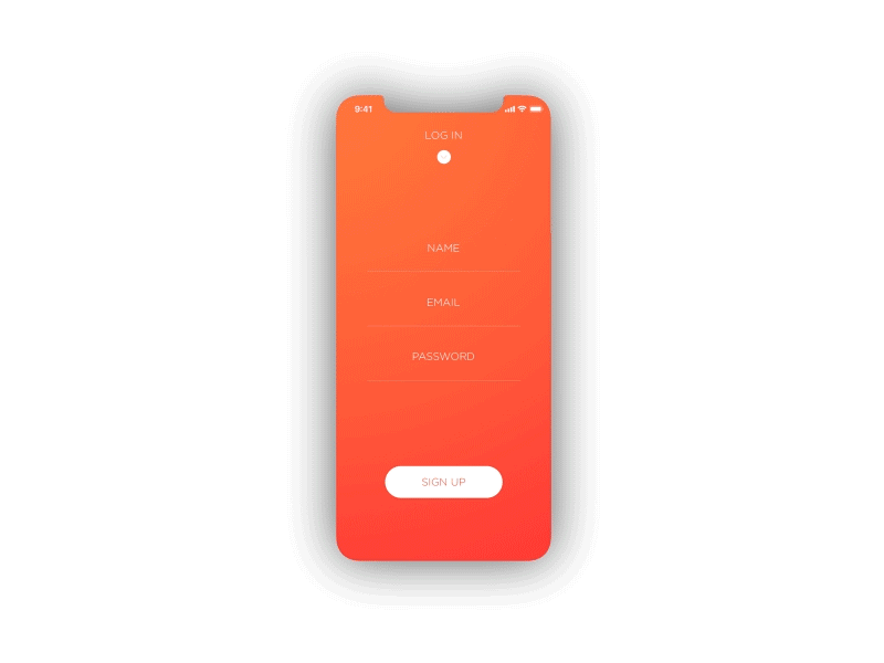 Login UI Animation animation design experience gif interface ios iphone x log in minimal sign up ui