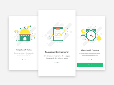 DiaryIbadah Onboarding apps illustration islamic mobile onboarding screen