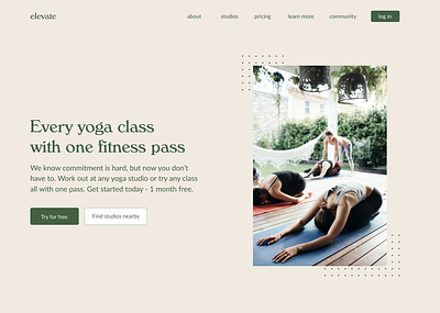 Elevate - Yoga Studio Pass Website Concept branding design figma fitness font minimalist type typography ui ux ux ui ux design visual design web web design website website concept workout yoga