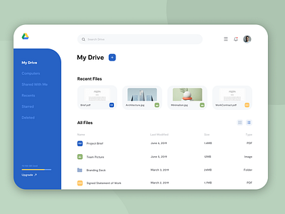 Google Drive Concept content management system design figma file storage googledrive interface ui user interface ux uxui webdesign website design