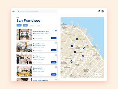 Concept for finding coworking spaces