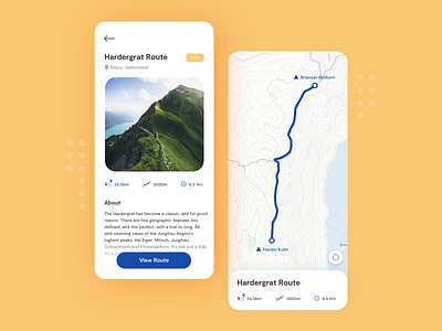 Hiking App Concept design figma hiking interface map minimalist mobile mobile app mobile ui mobiledesign mountains route switzerland travel ui uidesign userinterface ux uxdesign