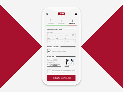 Levis Credit Card Checkout App Screen - Daily UI :: 002