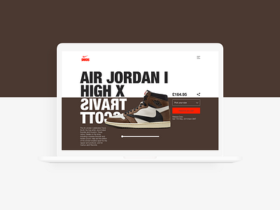 Air Jordan 1 x Travis Scott Landing Page - Daily UI :: 003 air jordan branding dailyui design flat jordan shoe shop sneakers typography ui