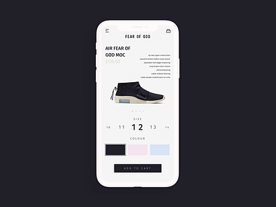 Fear of God E-Commerce Shop - Daily UI :: 012 app branding clean daily 100 challenge dailyui design fear of god flat logo minimal mobile sneakers type typography ui vector web