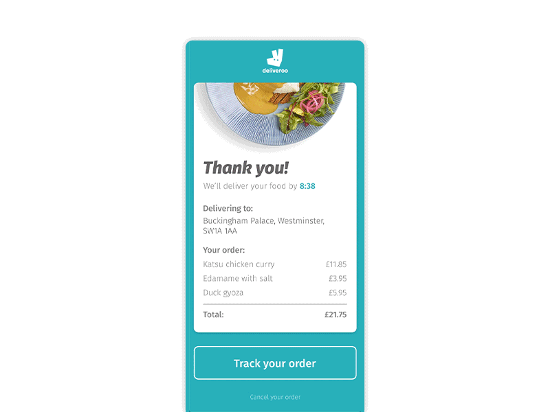 Deliveroo Email Receipt - Daily UI :: 017