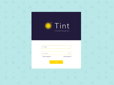 Tint - timesheet management tool login design login page login screen