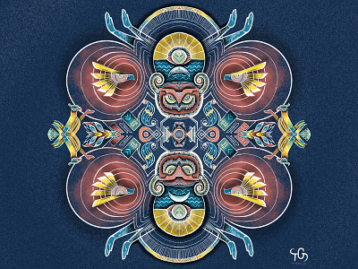 Elysian all seeing eye design enlightenment geometric art illustration mandala owl symmetry visual art yin yang