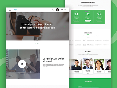 Home Page Design 2018 clean green home page humbarger menu packages play profile slik ux white