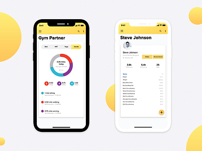 Fitness App 2018 clean fitness gym mobile app profile uiux design yellow