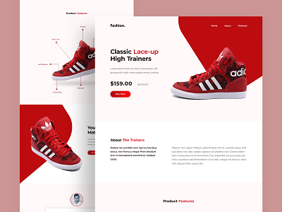 Addidas Trainer Landing Page 2019 addidas clean ecommerce header modern red trainer typography ui uidesign uiux ux uxdesign web web design white