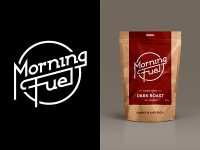 Morning Fuel coffee lettering logo packaging type
