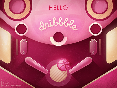 Hello Dribbble! design first shot fun game hello dribbble illustration logo pinball vector