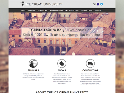 Ice Cream University - Homepage cream food ice images responsive slider ui ux web