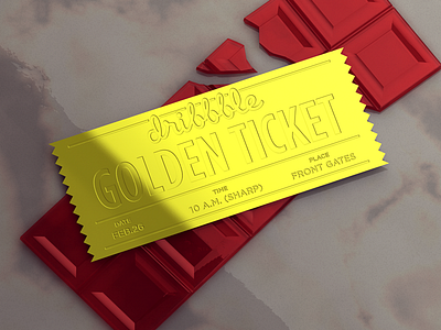 Invitation - Golden Sticket c4d chocolate dribbble gold golden invitation invite marble ticket