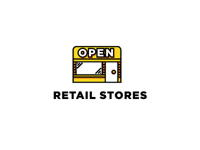 Retail Stores building gotham icons illustration open orange retail store window yellow