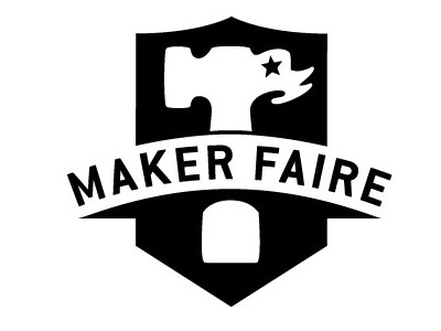 Maker Faire banner black flag hammer logo logo lounge logolounge shield white