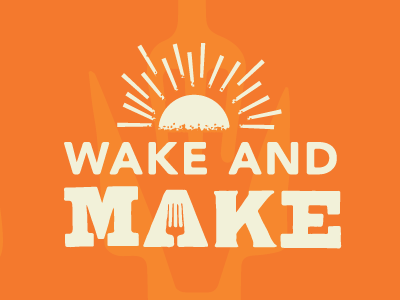 Sleeves fork distress orange typography letterpress woodblock type print sun coffee