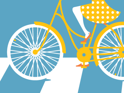 Art Crank Updated bike blue illustration yellow