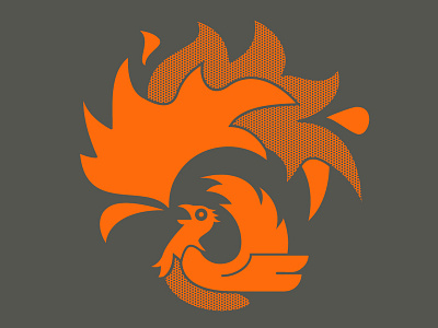 Hell Chicken beer chicken fire folklore halftone icon japan orange