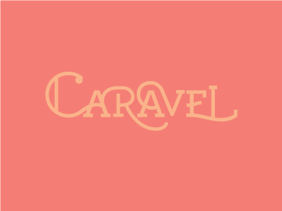 Caravel Lettering archer lettering ligatures peach red sailing ship