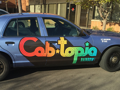 Rainbow Taxi printed branding car gradient lettering minneapolis rainbow star thick lines twin cities typography vehicle wrap