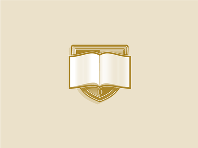 Book Sheild book dimensional education gold gradient icon illustration