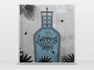 Swimming Pools black blue illustration lettering liquor palm trees swimming pool