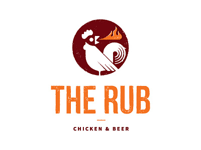 The Rub branding chicken fire grit hospitality hot identity design logo orange red restaurant texture