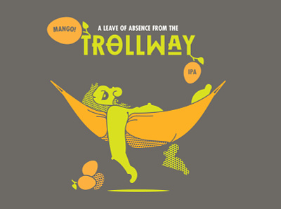Trolls need vacations too craft beer fantasy green halftone hammock illustration killed mango orange troll vacation vector wip