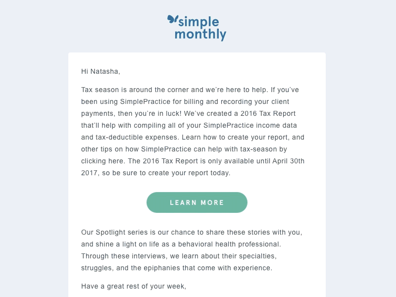 simple monthly email template mailchimp