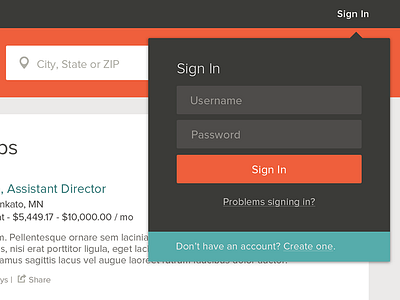 Sign in account flat login modal sign in