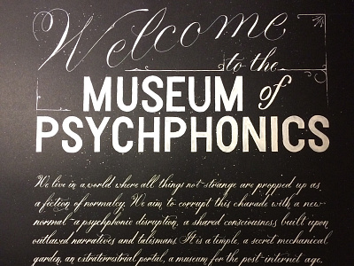 Museum of Psychphonics, Final calligraphy lettering