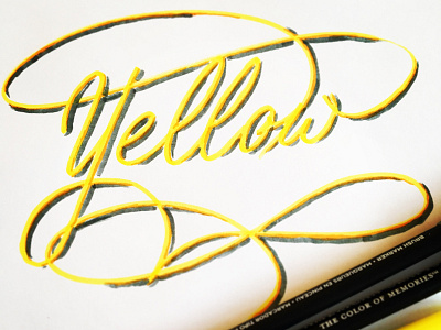 Yellow brush lettering brush pen calligraphy