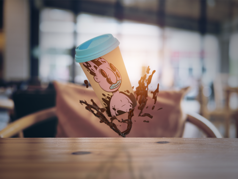 Fresh cup of coffee illustration adobe dimension