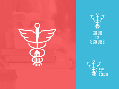 Grub for Scrubs Logo branding delivery design donations food fundraiser healthcare icon illustration logo typography vector