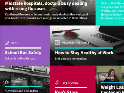 News Feed Hover dashboard feed health healthcare hover interface news tiles ui ux web zoom