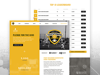 Touchdowns Against Cancer Homepage cancer football homepage maxpreps pledge pledgeit st. jude touchdown ui ux website