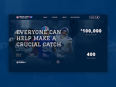 NFL Crucial Catch Campaign catch football homepage interface nfl pledge ui ux website