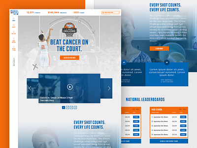 Coaches vs Cancer 3-Point Challenge acs american cancer society basketball challenge coaches college high school homepage pledgeit point ui ux