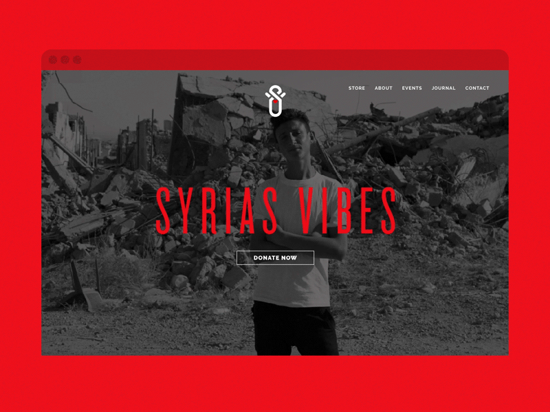 Syrias Vibes - Website black bomb charity design red static syria ui ux website