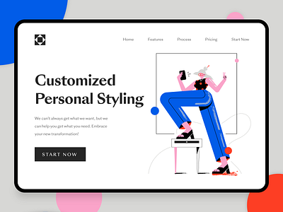 Fashion Startup Landing Page 1 2d 2d character beauty clothing fashion fashion app fashion illustration fashion startup fintech flat girl illustration landing page lifestyle makeup modern startup ui ux web design