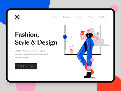 Fashion Startup Landing Page 2 2d beauty character fashion fashion app fashion startup fintech flat flat illustration girl landing page lifestyle makeup modern selfies startup style ui ux web design