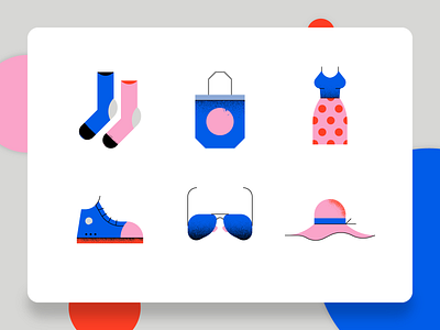 Fashion Icon 1 2d business dress fashion flat hat icon icon design icon set illustration shoe sneaker socks style sunglasses tote bag ui ux vector web design