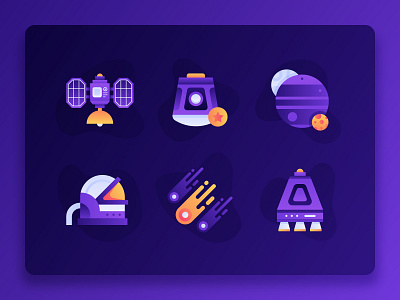 Space Icon 1 2d astronaut comet fintech flat icon icon set illustration moon planet planet earth purple satellite space startup ui universe ux vector web design