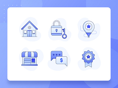 Real Estate/Property Icon 2 apartment blue booking building business certificate fintech house icon icon set illustration location property real estate rent safety startup ui ux web design