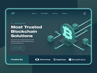 Blockchain Cryptocurrency Landing Page UI/UX 3d bitcoin black blockchain business c4d crypto cryptocurrency dark ethereum fintech illustration landing page modern monero money startup ui ux web design