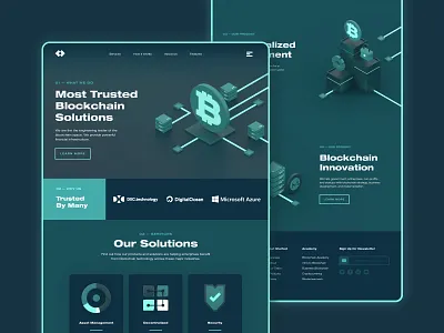 3D Blockchain/Cryptocurrency Landing Page 3d bitcoin blockchain business c4d coin cryptocurrency dark data ethereum finance hash landing page mining money startup technology ui ux web design