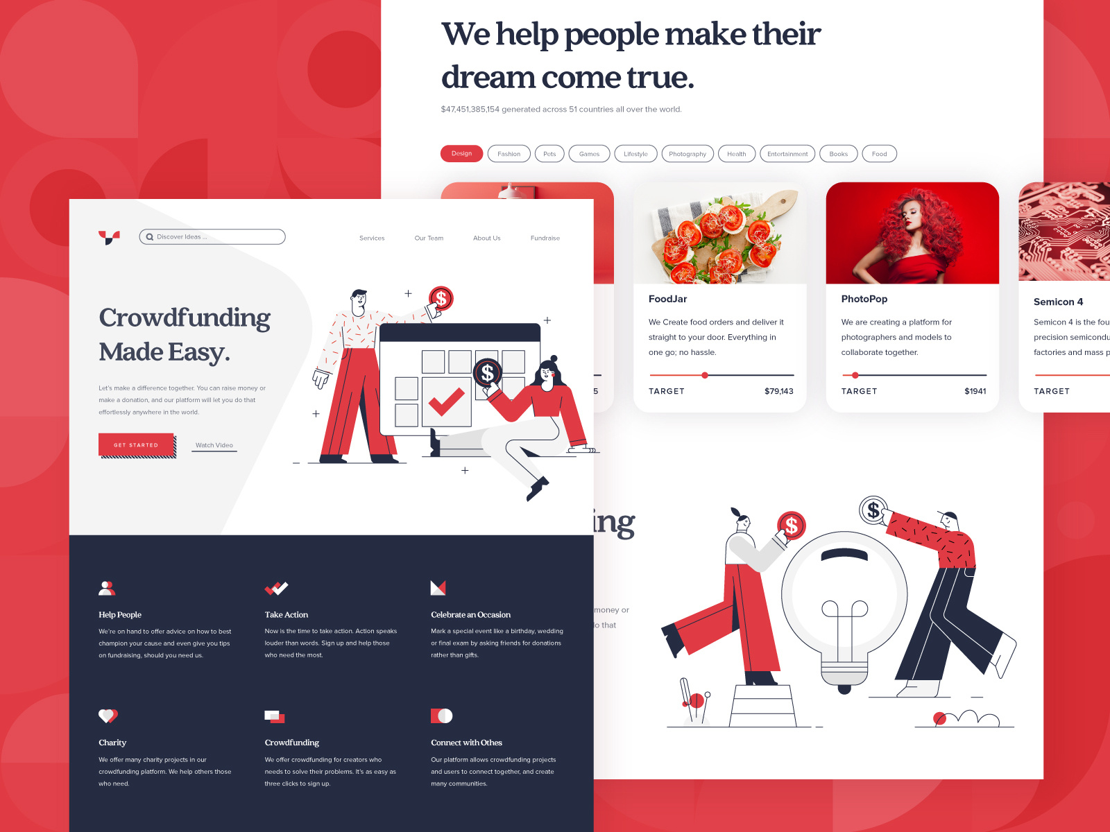 Crowdfunding Startup Landing Page 2 by Samuel Oktavianus on Dribbble