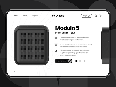 Claruss - Smart Bluetooth Speaker Product Page UI/UX 3d ai artificial intelligence audio black bluetooth speaker c4d ecommerce home speaker landing page music product design sound sound system speaker startup ui ux web design wireless